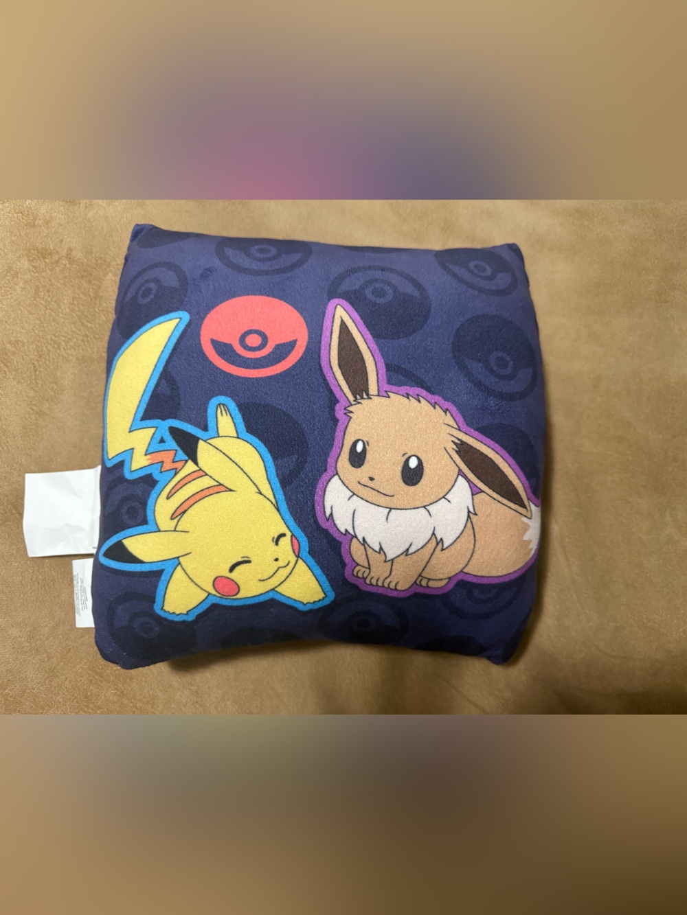 Pokemon Plush Pillow with Pikachu & Eevee on Navy Background